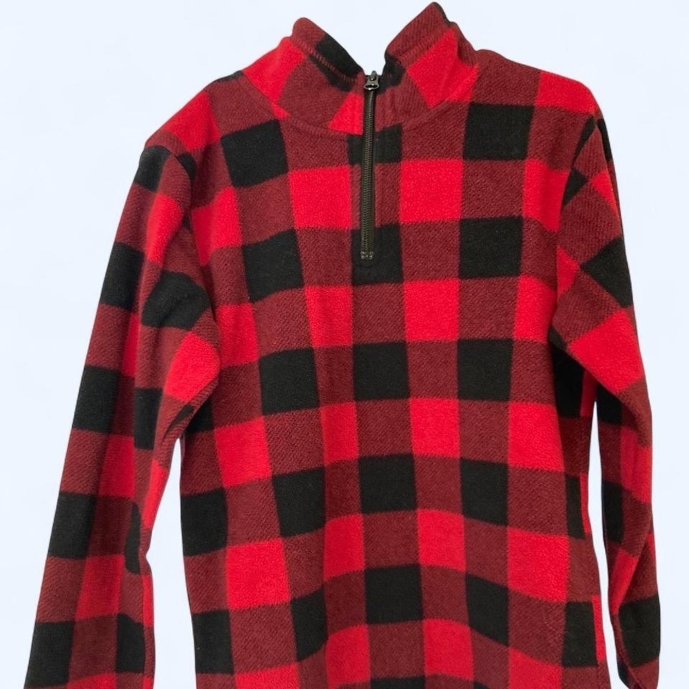 The Children’s Place Red and black plaid fleece quarter zip jacket 4 kids